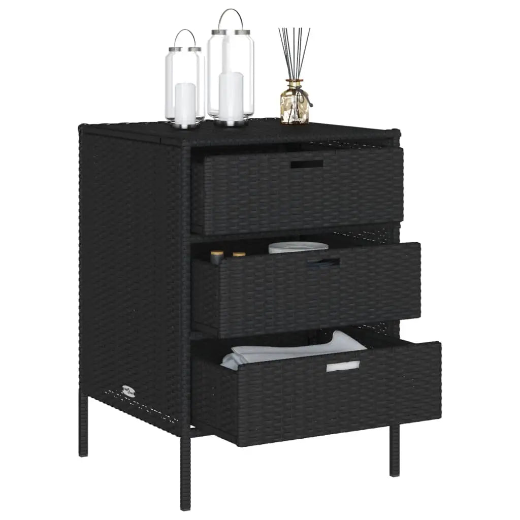 Gartenschrank Schwarz 55x59x80 cm Poly Rattan - Gartenboxen