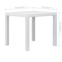 Gartentisch Weiß 79 x 72 cm Kunststoff Rattan - Optik