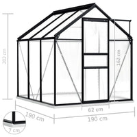 Gewächshaus mit Fundament Anthrazit Aluminium 3,61 m²