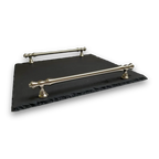 hochwertiges NaturSchiefer Tablett mit gebürstetem Griff