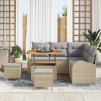 Garten-Sofa-Set mit Kissen 8 pcs Beige und Hellgrau