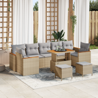 Gartensofa-set mit Kissen 10 pcs Beige Poly Rattan