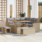Gartensofa-set mit Kissen 8 pcs Beige Poly Rattan