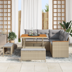 Gartensofa-set mit Kissen 8 pcs Beige Poly Rattan