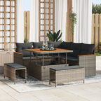 Gartensofa-set mit Kissen 8 pcs Grau Poly Rattan