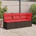 Gartensofa ohne Armlehnen mit Kissen Braun Poly Rattan