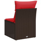 Gartensessel ohne Armlehnen mit Kissen Braun Poly Rattan