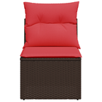 Gartensessel ohne Armlehnen mit Kissen Braun Poly Rattan