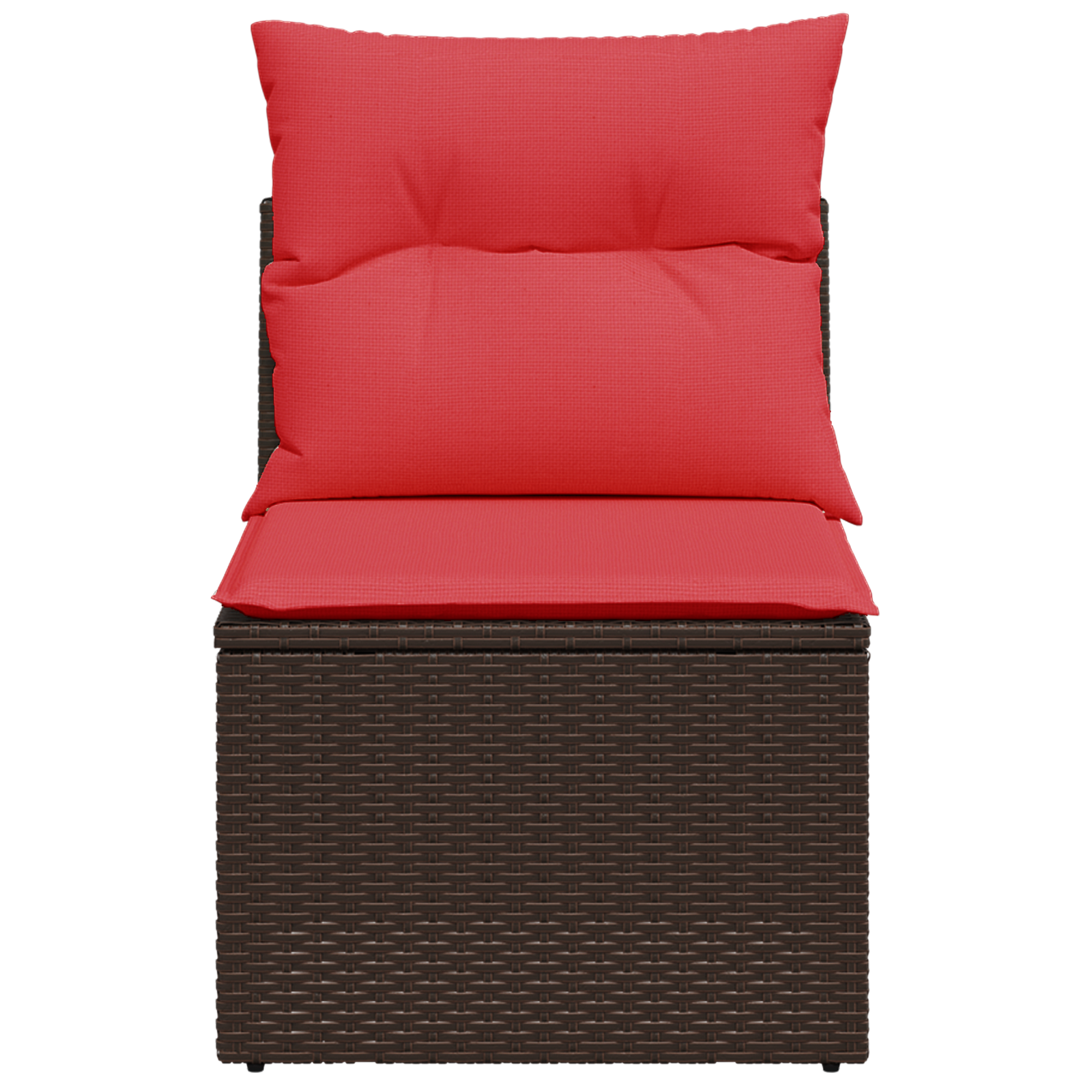 Gartensessel ohne Armlehnen mit Kissen Braun Poly Rattan