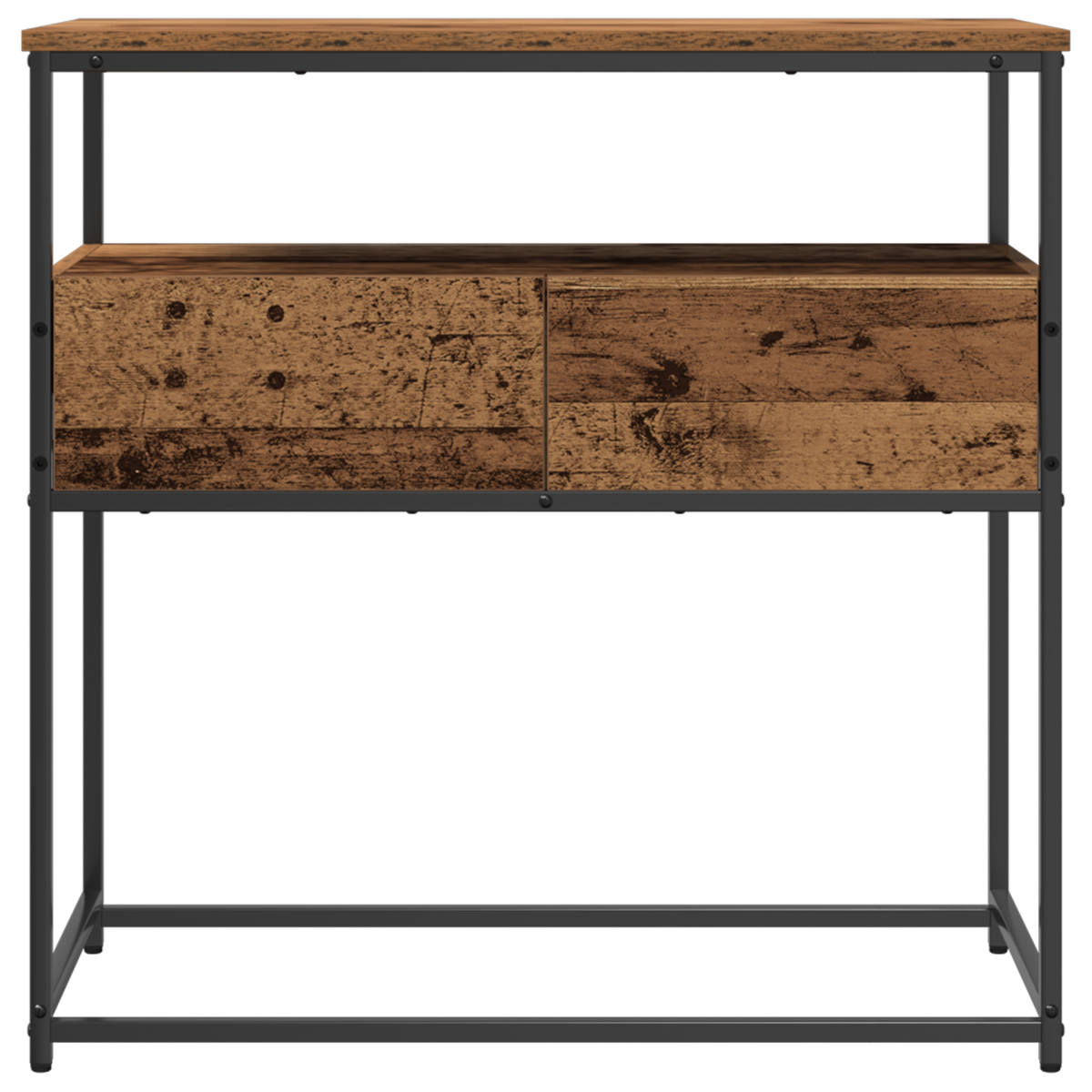 Konsolentisch Altholz 75 x 40 x 75 cm Schichtholz und Metall