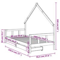 Kinderbett mit Schubladen Schwarz 90x190 cm Massivholz