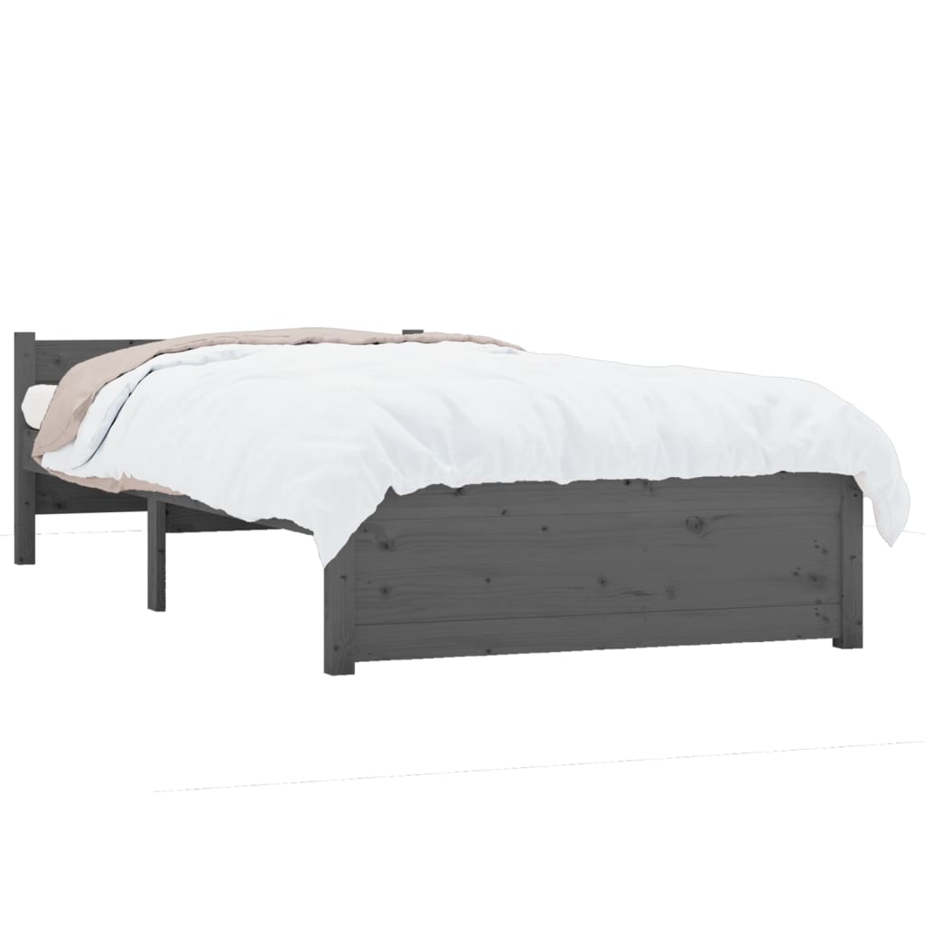 Massivholzbett Grau 100x200 cm - Betten & Bettgestelle