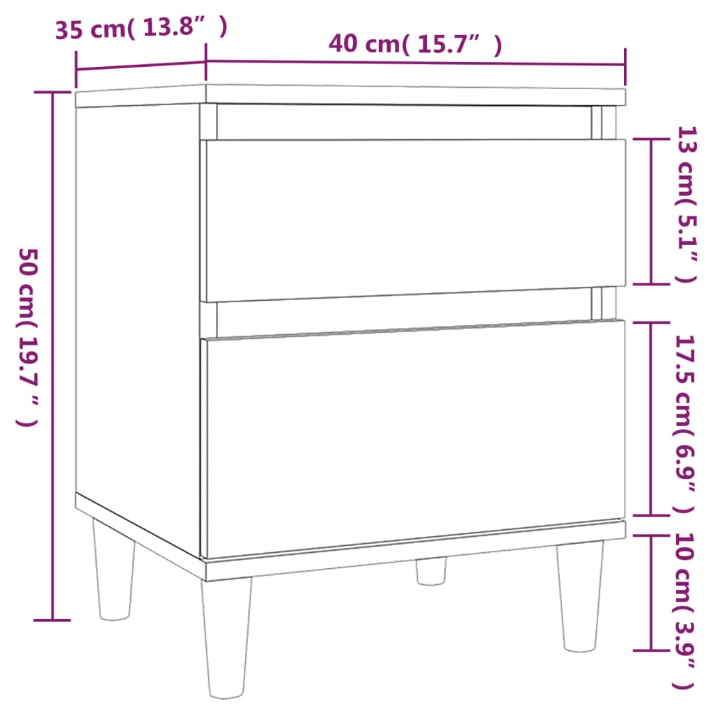 Nachttisch Braun Eichen-Optik 40x35x50 cm