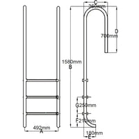 Pool - Leiter 3 Stufen 120 cm Edelstahl 304 - Pool