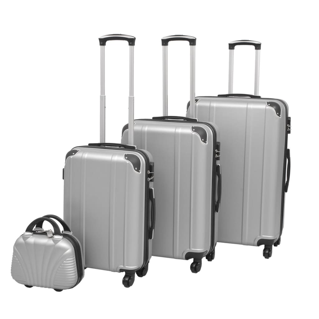 Vierteiliges Hartschalen-Trolley-Set Silber - Reisekoffer