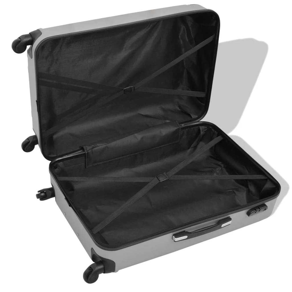 Vierteiliges Hartschalen-Trolley-Set Silber - Reisekoffer