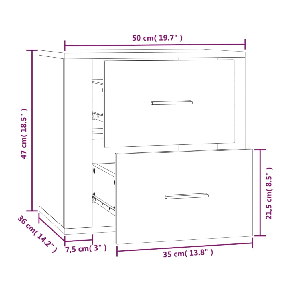 Wand-Nachttisch Sonoma-Eiche 50x36x47 cm
