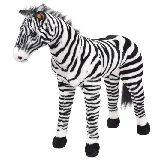 Plüschtier Zebra Stehend Plüsch Schwarz und Weiß XXL