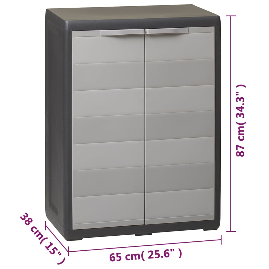 Gartenschrank mit 1 Regal Schwarz und Grau