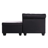 Chesterfield Sofa in L-Form Kunstleder Schwarz