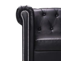 Chesterfield Sofa in L-Form Kunstleder Schwarz