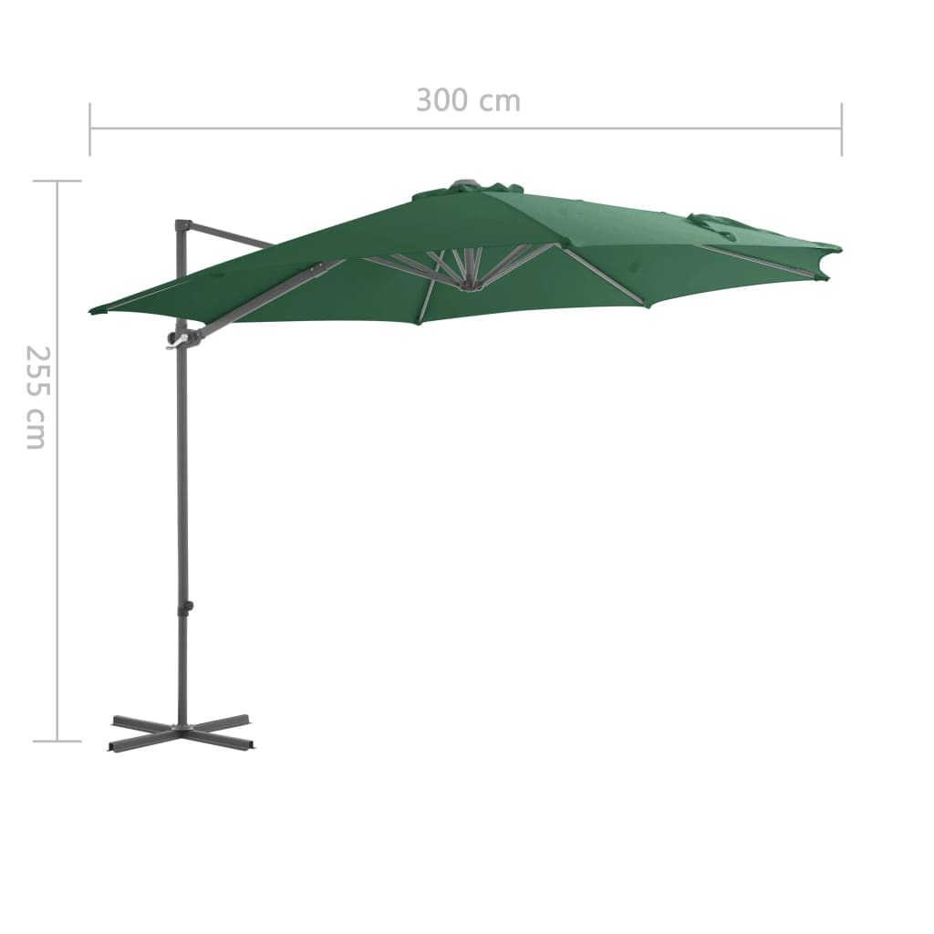 Ampelschirm mit Stahl-Mast 300 cm Grün