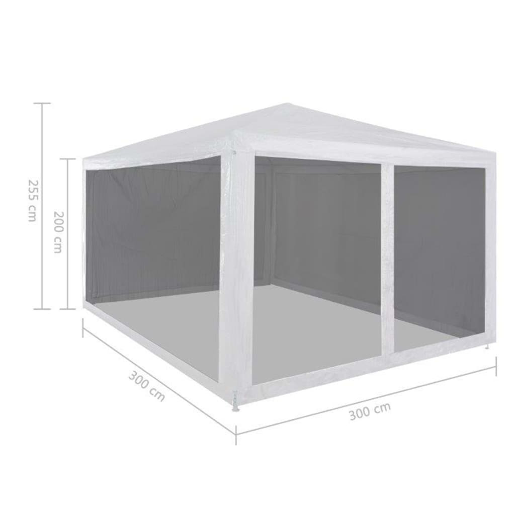 Partyzelt mit 4 Mesh-Seitenwänden 3 x 3 m