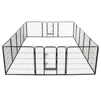 Hunde-Laufstall 16 Panels Stahl 80x80 cm Schwarz