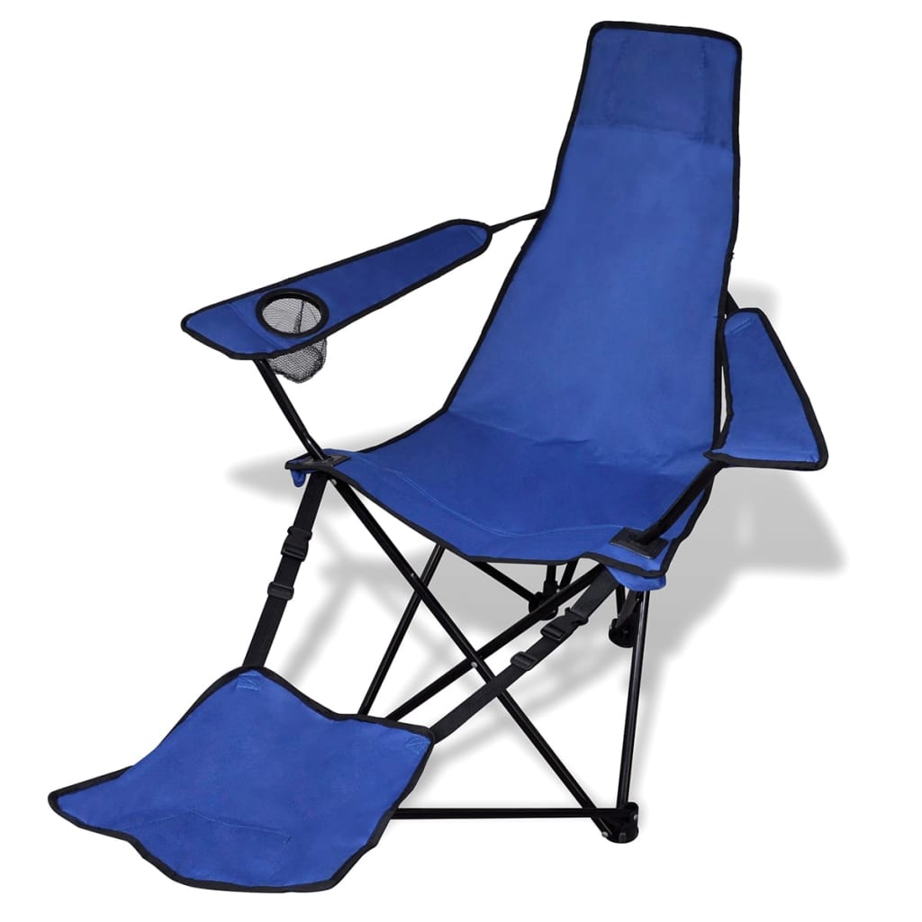 Camping-Klappstuhl mit Fußstütze 2er-Set blau