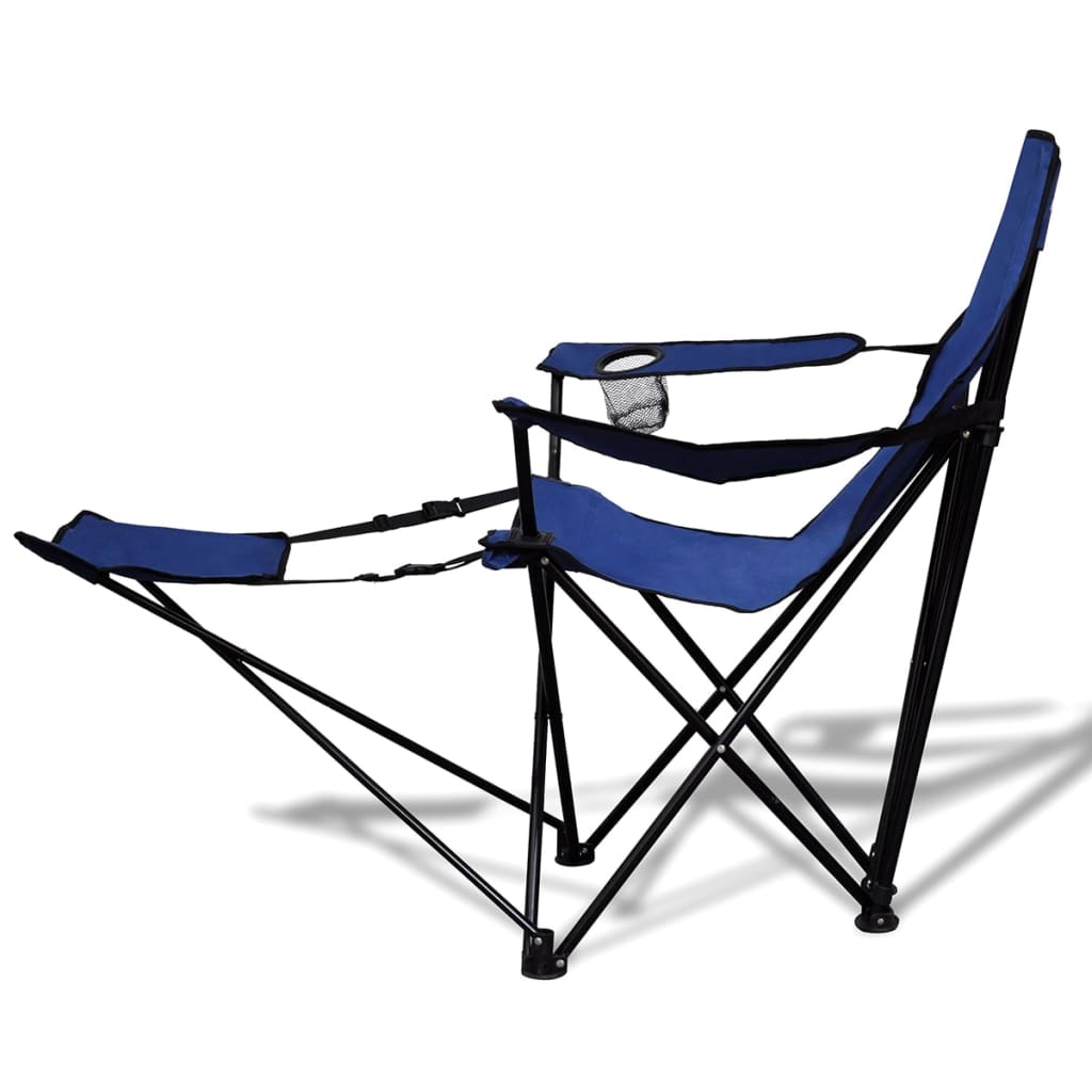 Camping-Klappstuhl mit Fußstütze 2er-Set blau