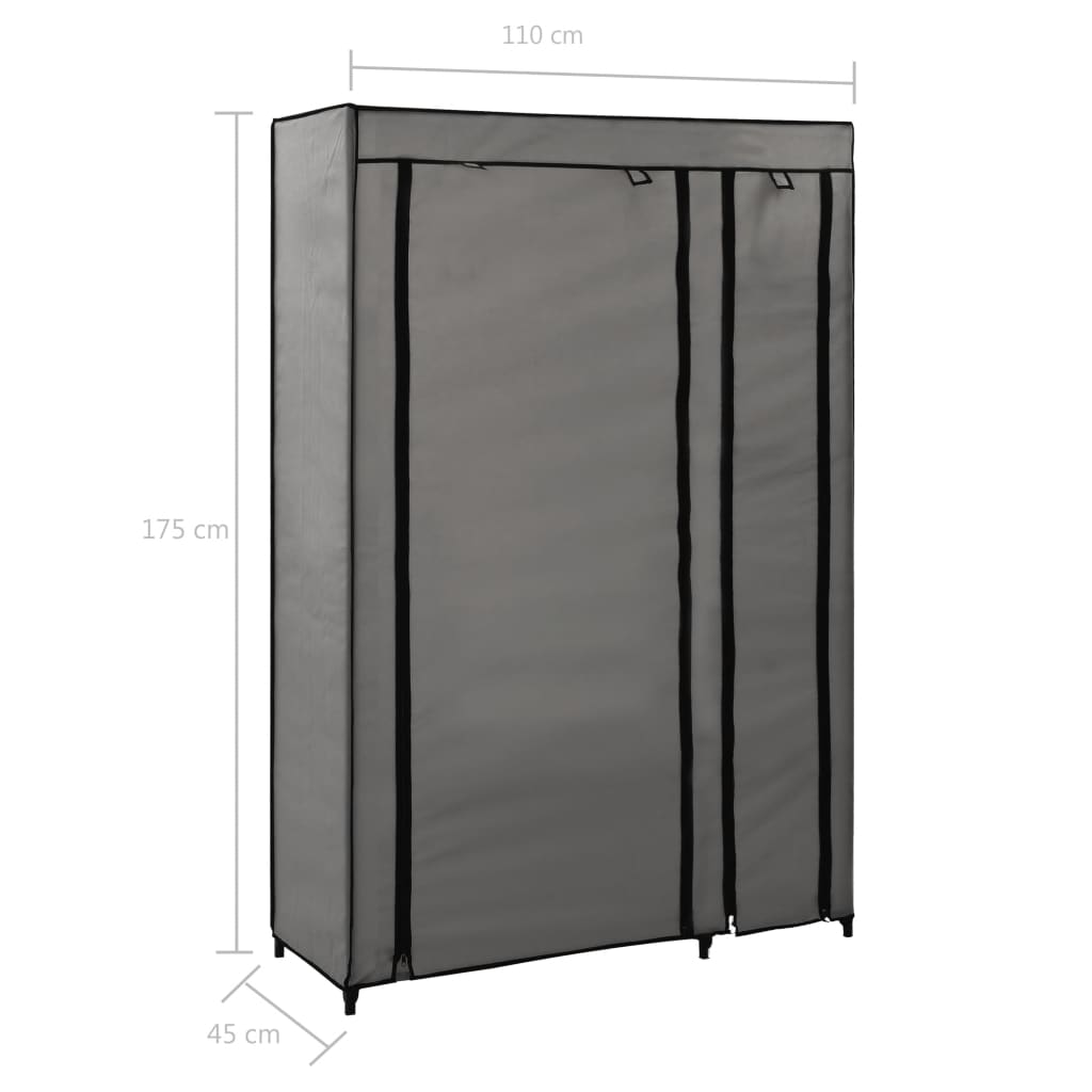 Faltschrank Grau 110x45x175 cm Stoff