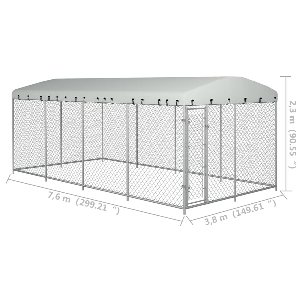 Outdoor-Hundezwinger mit Überdachung 7,6x3,8x2,3 m