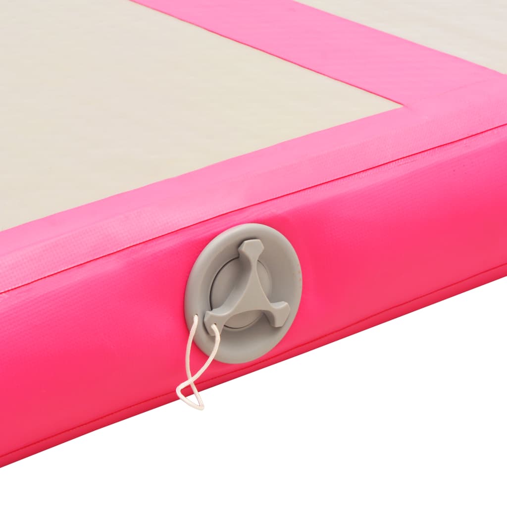 Aufblasbare Gymnastikmatte mit Pumpe 300×100×10 cm PVC Rosa