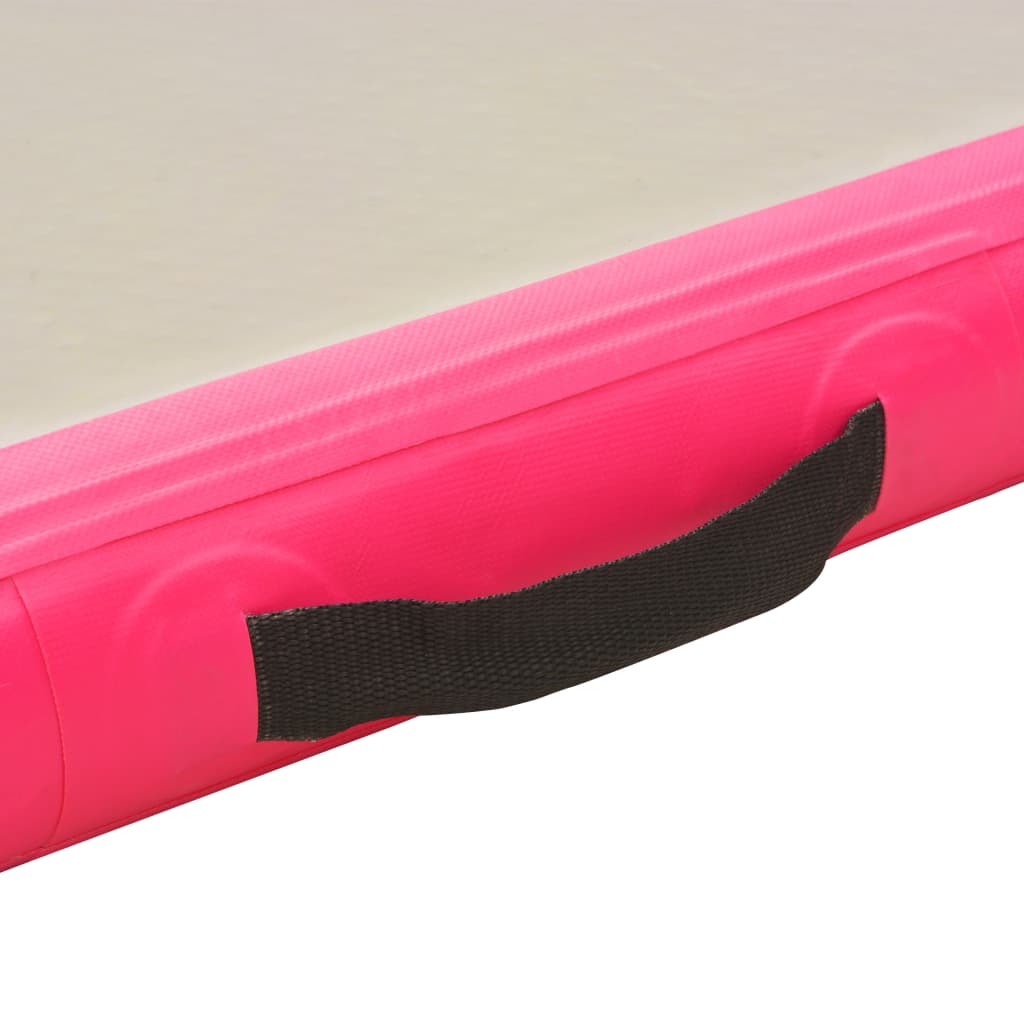 Aufblasbare Gymnastikmatte mit Pumpe 400x100x10 cm PVC Rosa