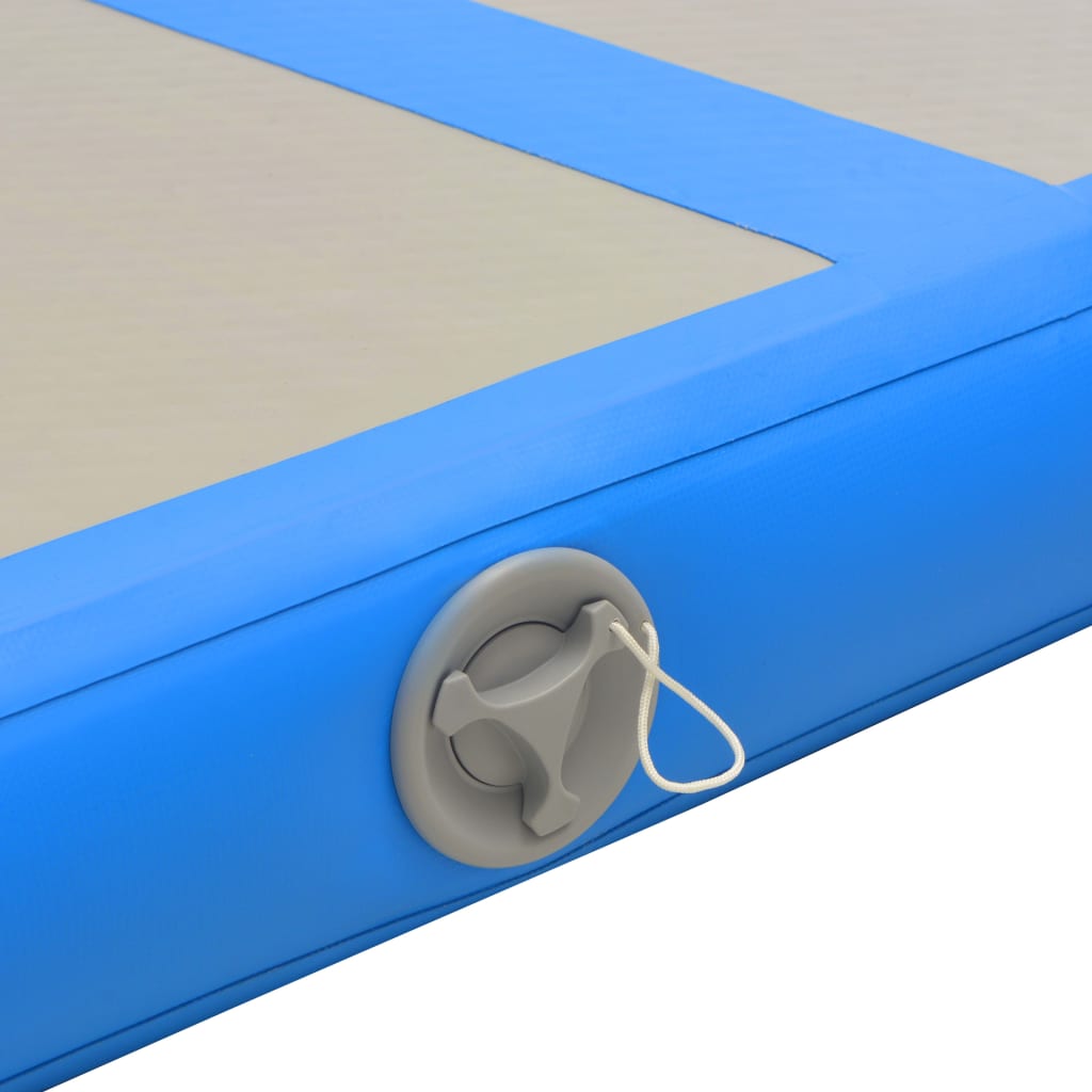 Aufblasbare Gymnastikmatte mit Pumpe 400x100x10 cm PVC Blau