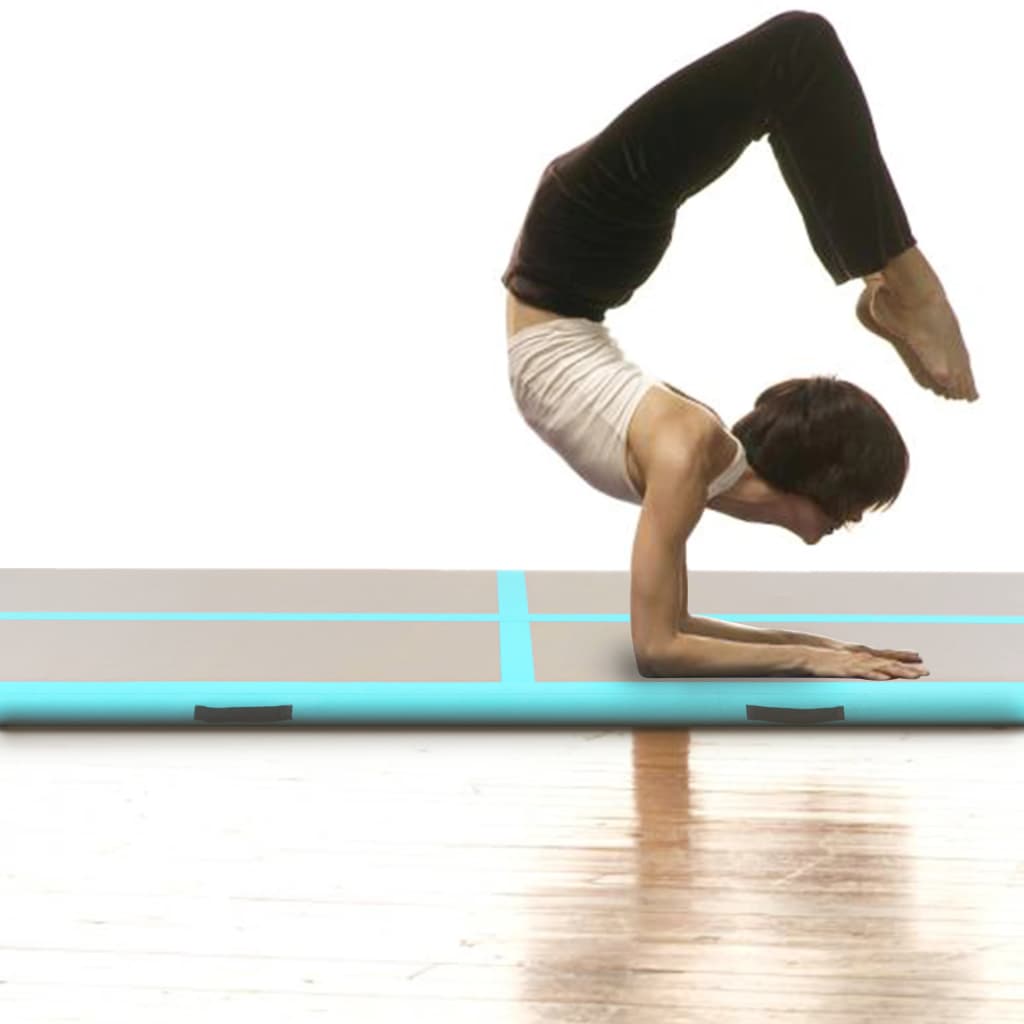 Aufblasbare Gymnastikmatte mit Pumpe 600x100x10 cm PVC Grün