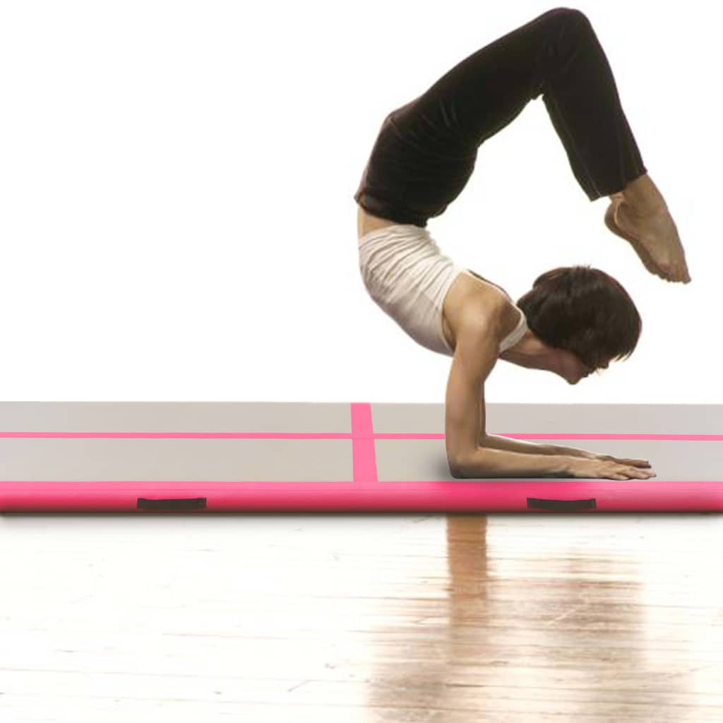 Aufblasbare Gymnastikmatte mit Pumpe 800×100×10 cm PVC Rosa