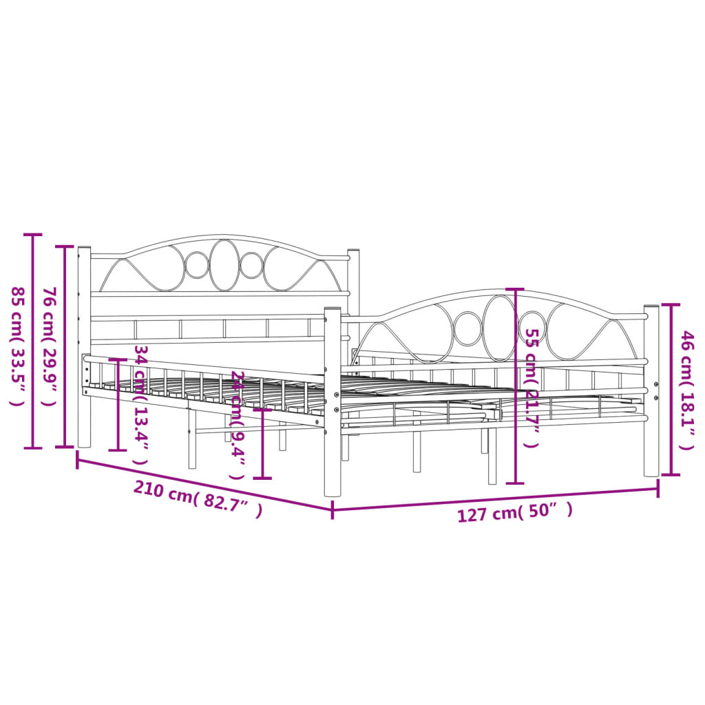 Bettgestell Schwarz Stahl 120x200 cm