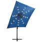 Ampelschirm mit Mast und LED-Leuchten Azurblau 250 cm