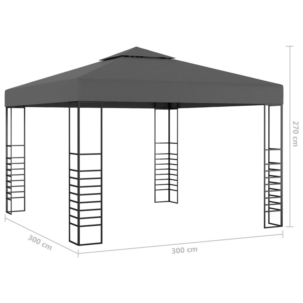 Gartenzelt mit LED-Lichterkette 3x3 m Anthrazit