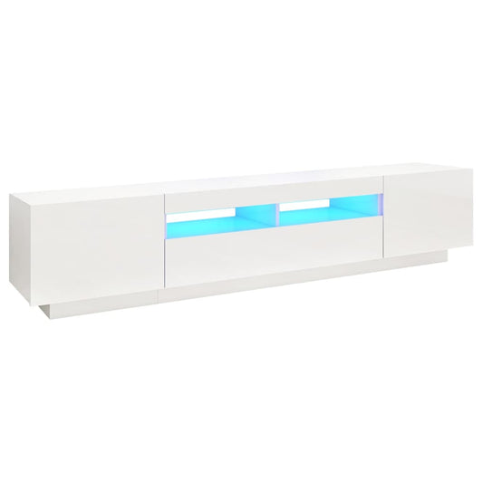 TV-Schrank mit LED-Leuchten Hochglanz-Weiß 200x35x40 cm