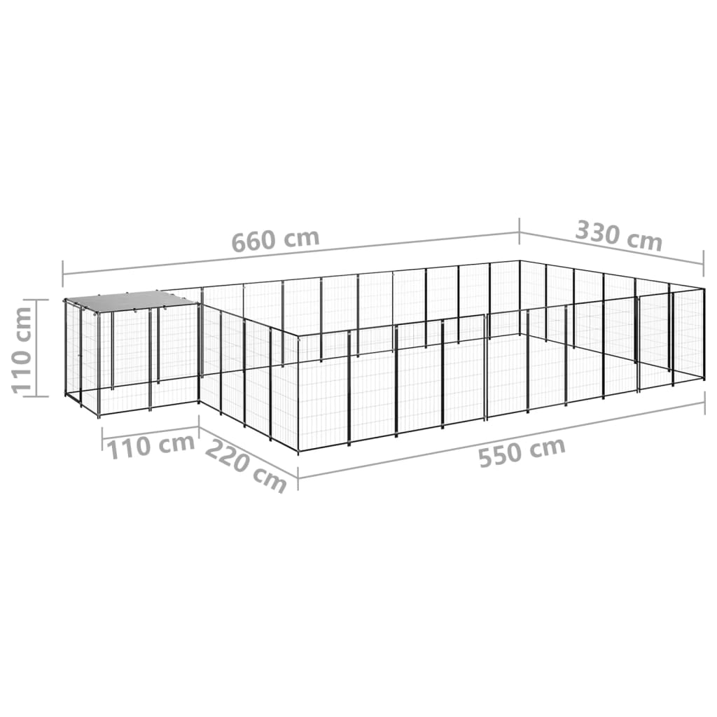 Hundezwinger Schwarz 19,36 m² Stahl