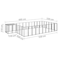 Hundezwinger Schwarz 19,36 m² Stahl