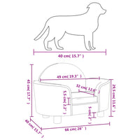 Hundebett Hellgrau 66x40x45 cm Samt