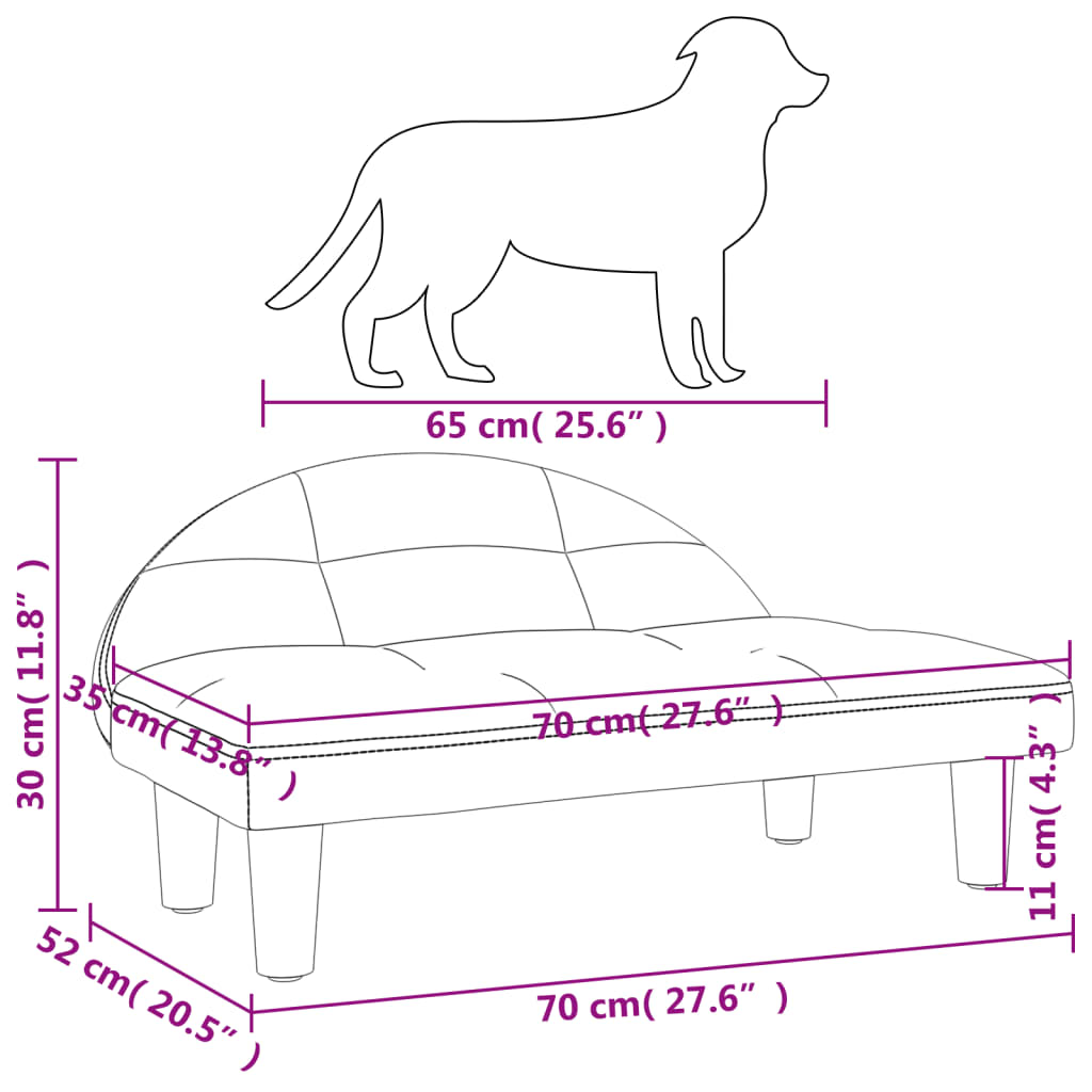 Hundebett Schwarz 70x52x30 cm Stoff