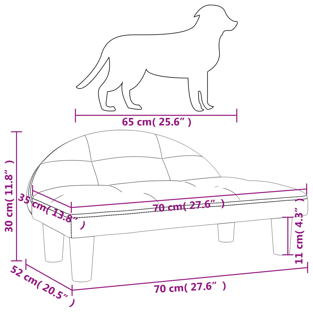 Hundebett Hellgrau 70x52x30 cm Samt