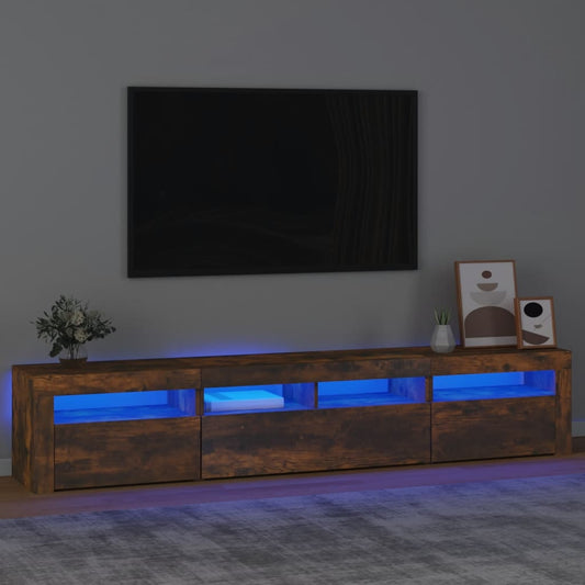 TV-Schrank mit LED-Leuchten Räuchereiche 210x35x40 cm