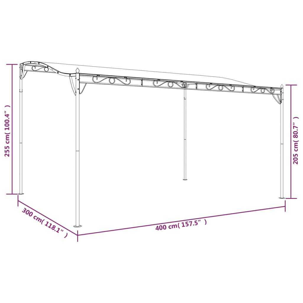 Markise Anthrazit 4x3 m 180 g/m² Stoff und Stahl