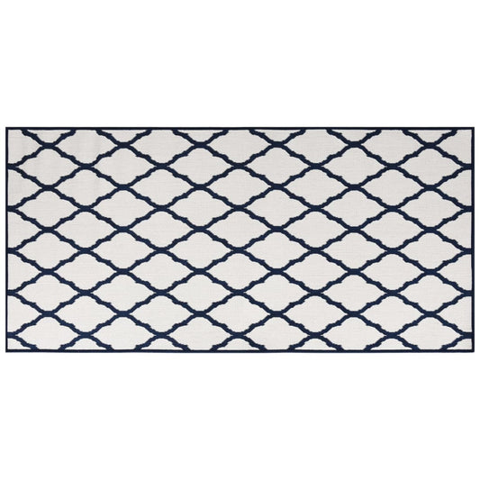 Outdoor-Teppich Marineblau und Weiß 100x200 cm